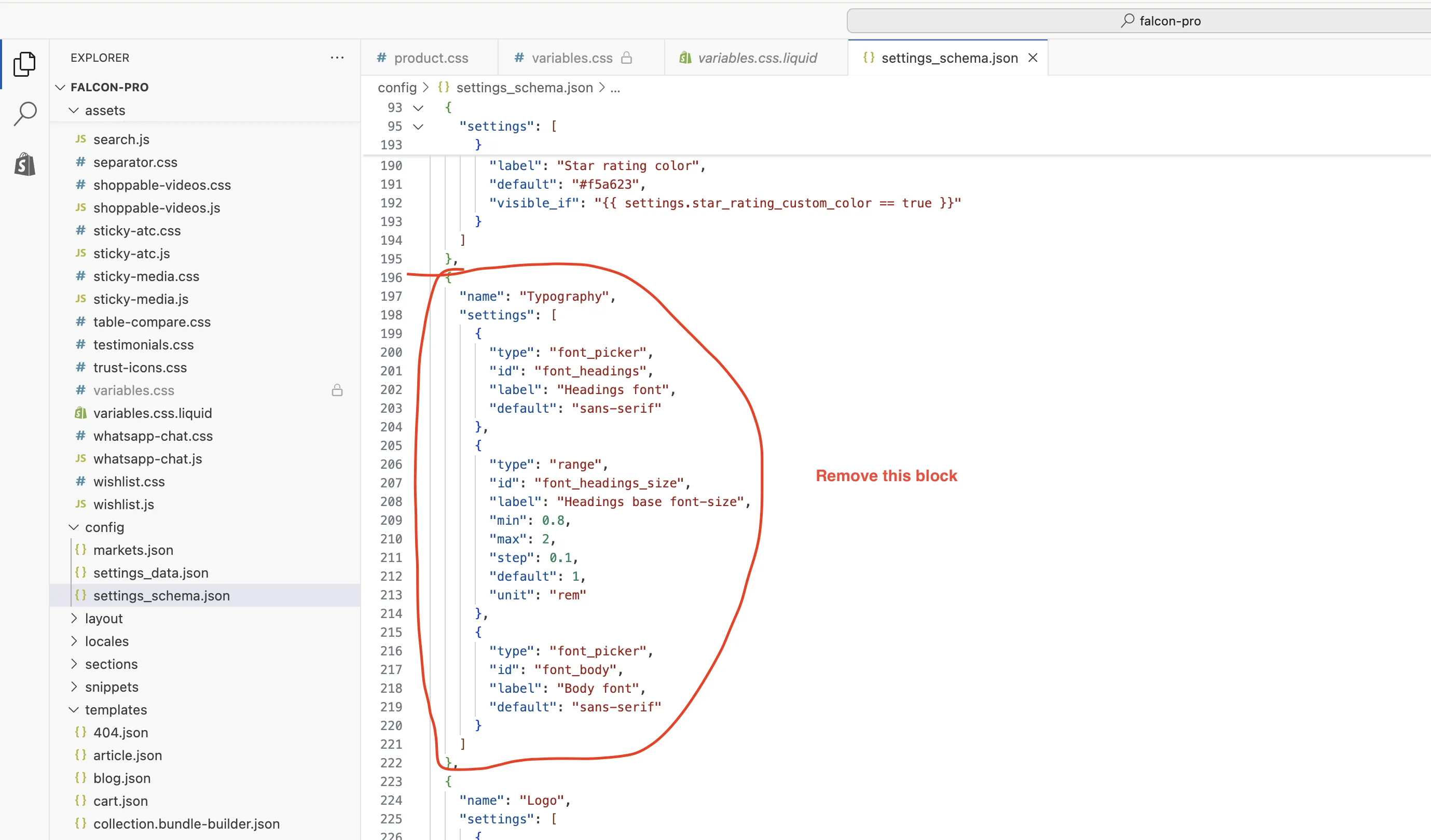 Remove typography block