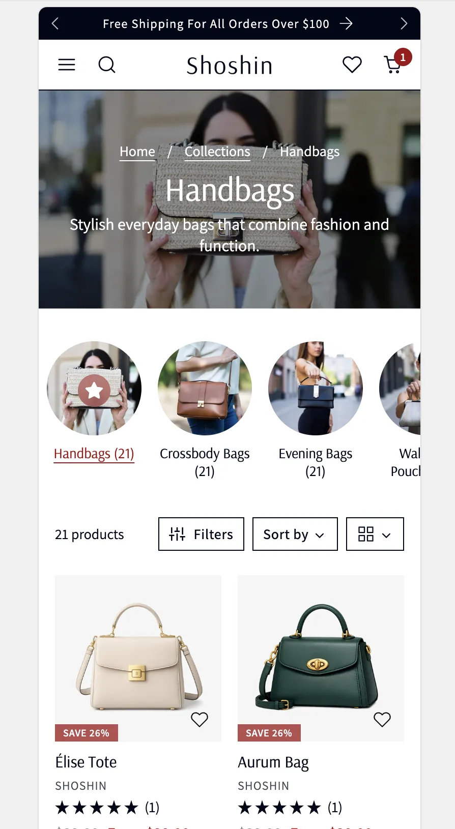 Collection header mobile